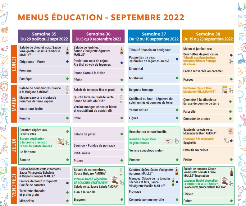 Téléchargez notre plan de menus pour le troisième trimestre 2022 Téléchargez notre plan de menus pour le troisième trimestre 2022